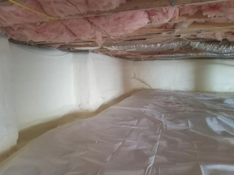 Crawl space encapsulation with closed-cell spray foam for Attic Insulation in Lowell